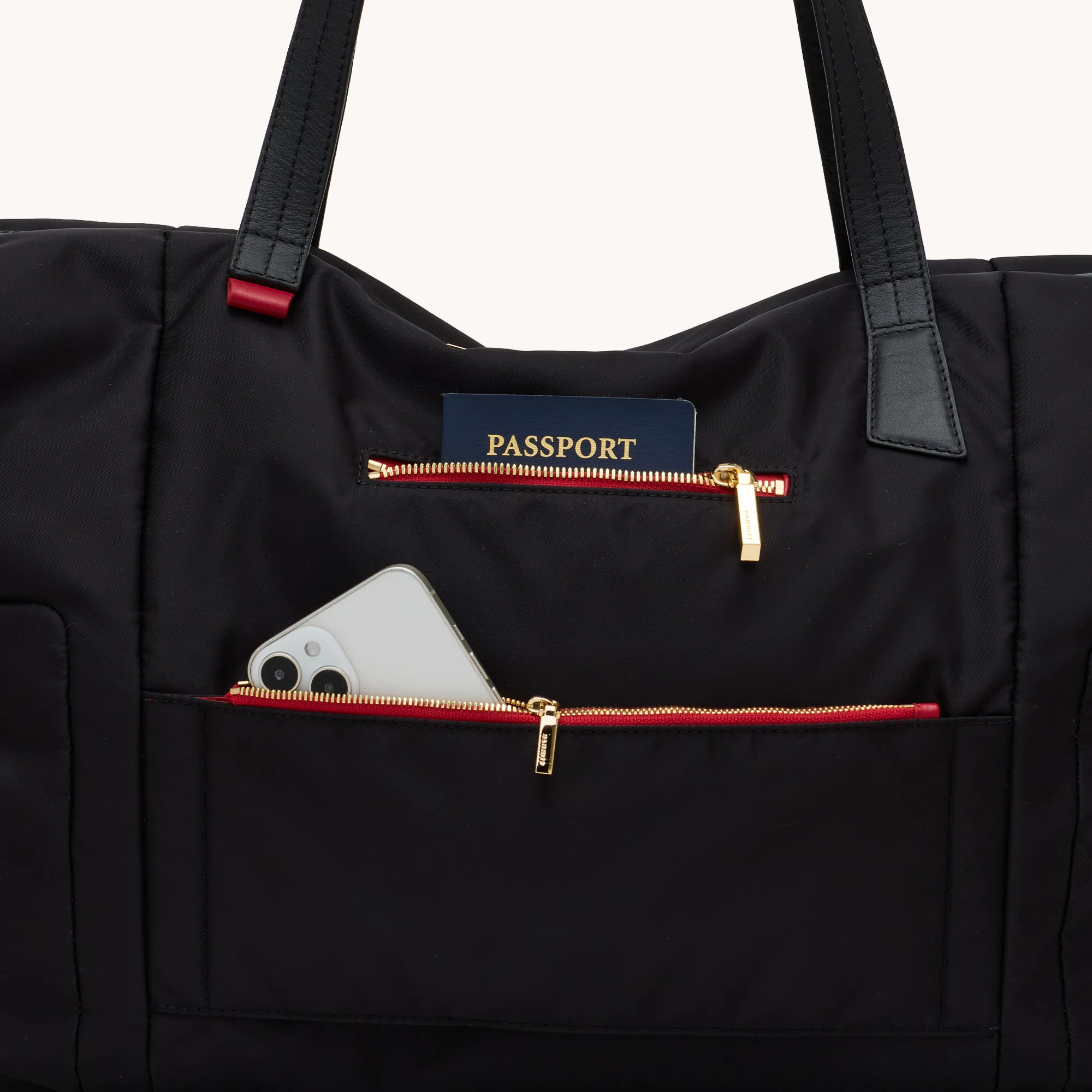 Ivy Weekender | Black Nylon/Gold Red Zip - Image 16