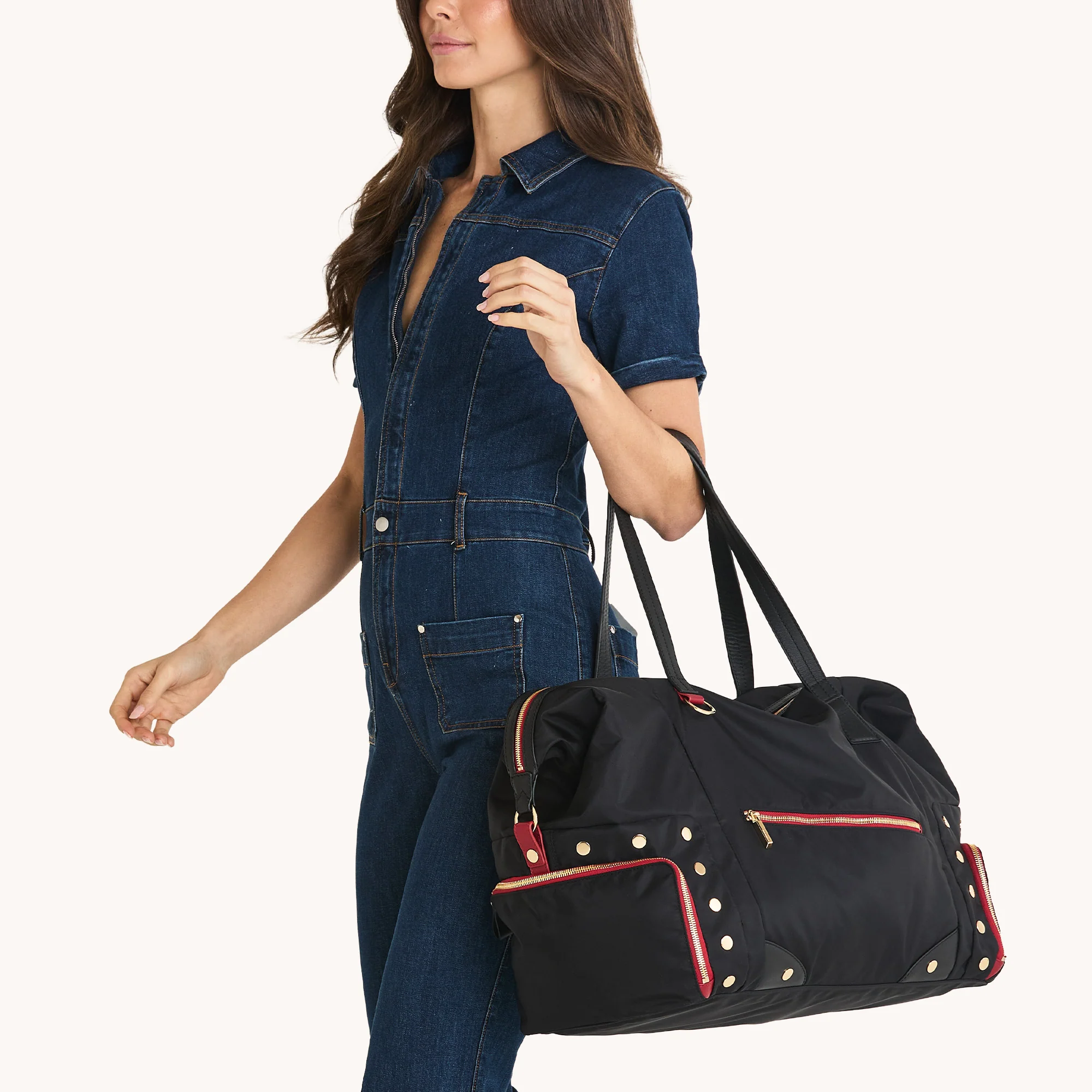 Ivy Weekender | Black Nylon/Gold Red Zip - Image 3