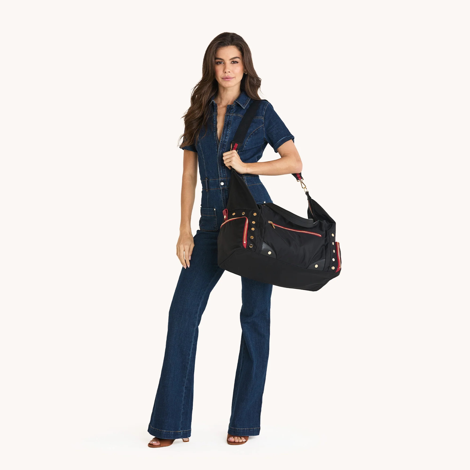 Ivy Weekender | Black Nylon/Gold Red Zip - Image 5