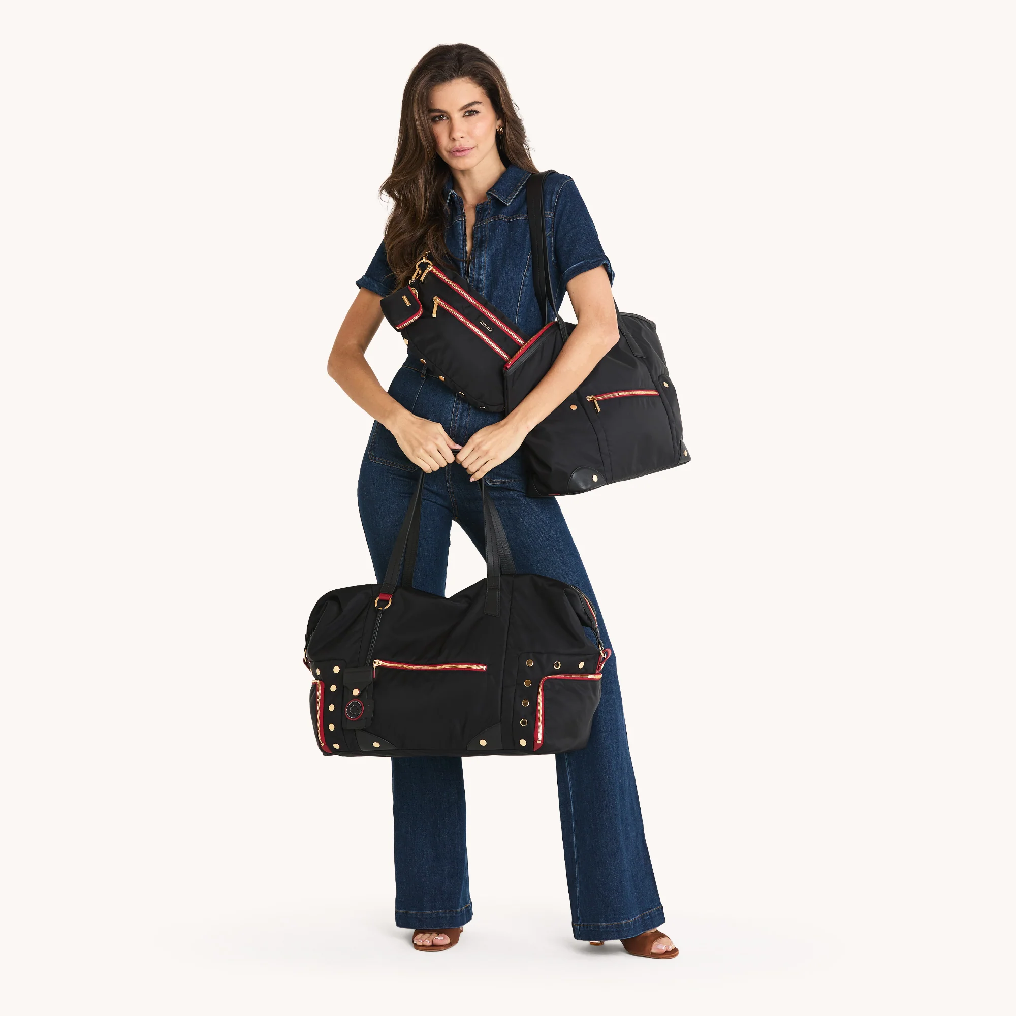 Ivy Weekender | Black Nylon/Gold Red Zip - Image 6