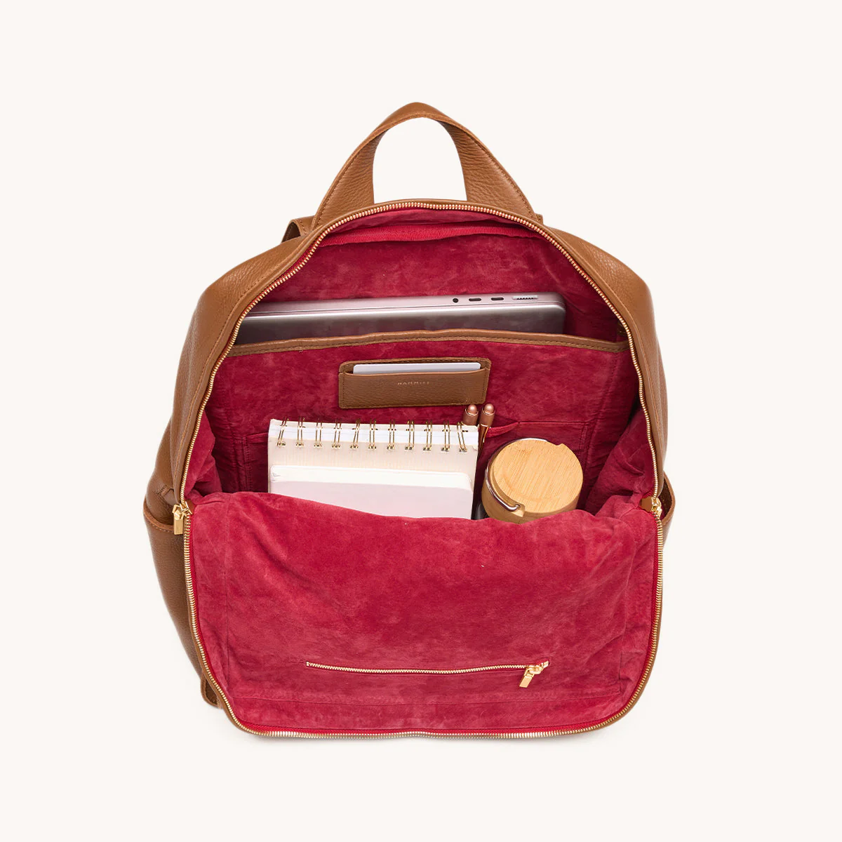 Montana Backpack | Mahogany Pebble/Brushed Gold Red Zip | XL - Image 5