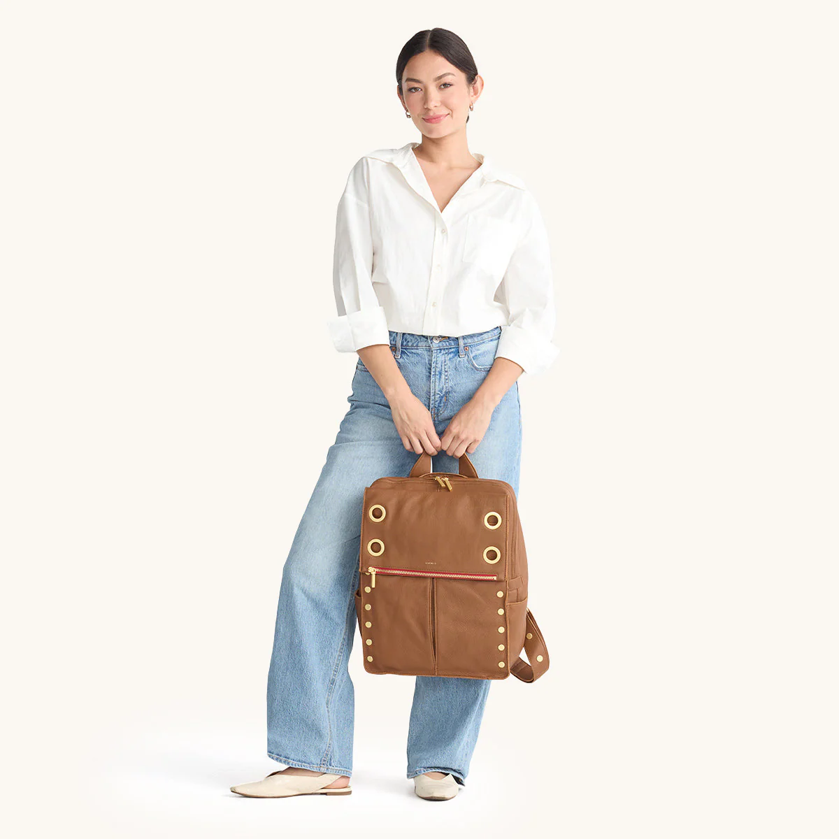 Montana Backpack | Mahogany Pebble/Brushed Gold Red Zip | XL - Image 6