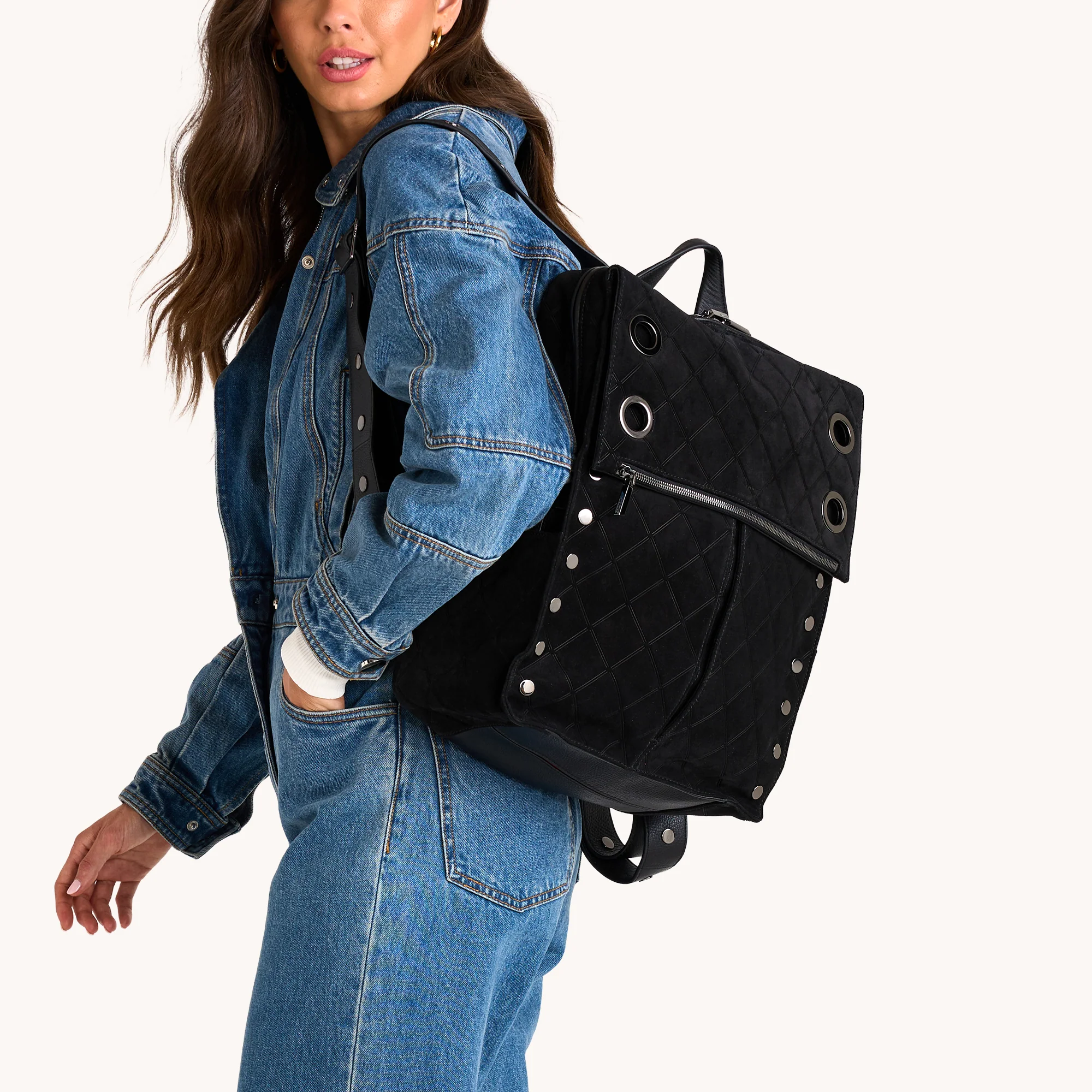 Montana Backpack | Noir Diamond Suede/Gunmetal | XL - Image 3