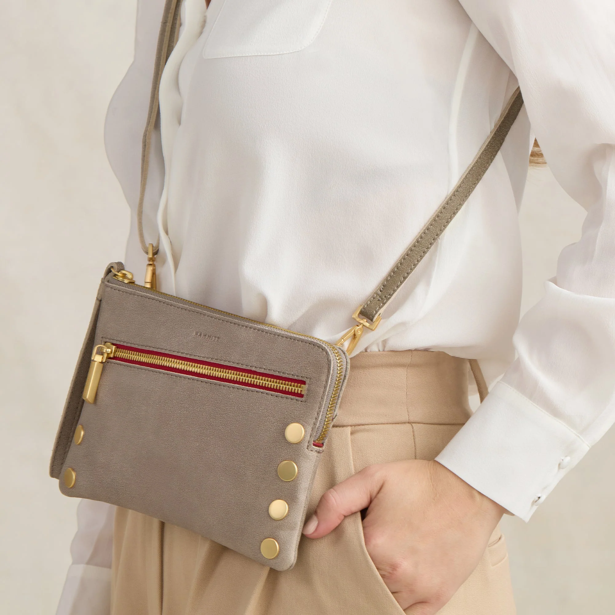 Nash Small | Pewter/Brushed Gold Red Zip - Image 10