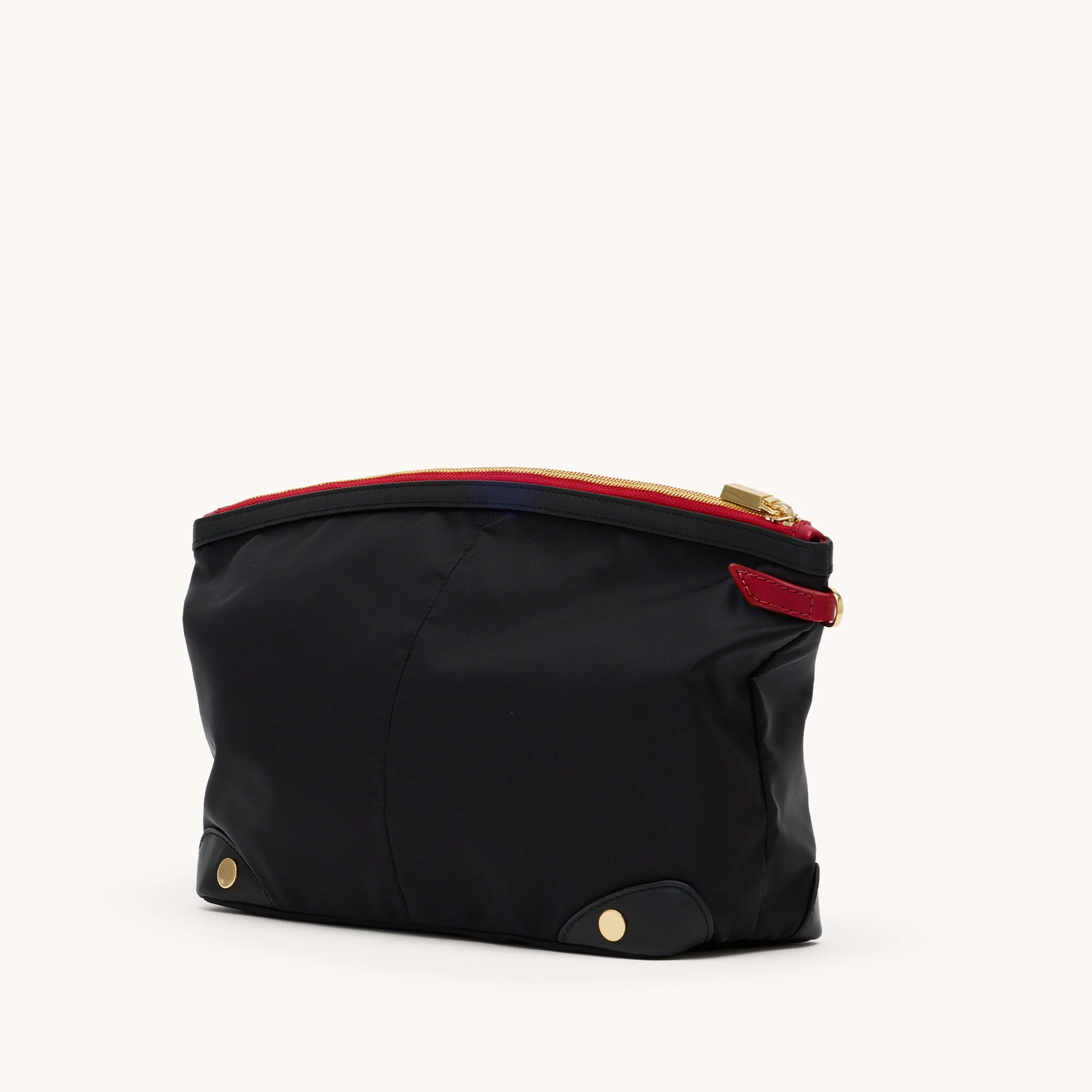 Nicky Cosmetic Pouch | Black Nylon/Gold Red Zip | Lrg - Image 6