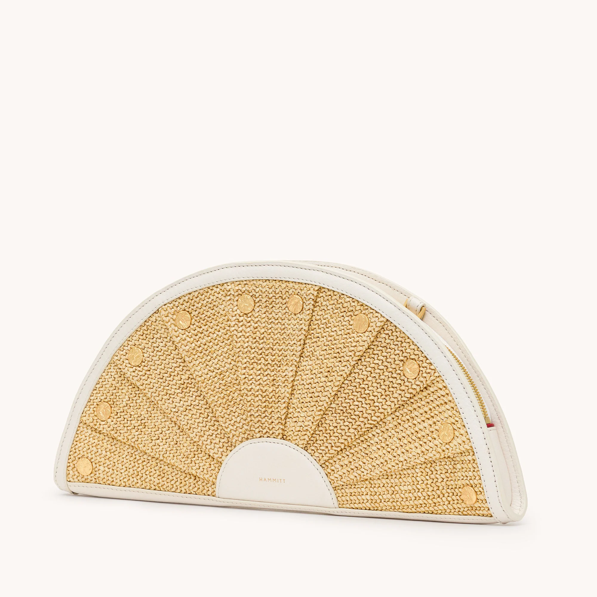 Shelley Clutch | Calla Lily White Raffia/Brushed Gold Hammered - Image 5