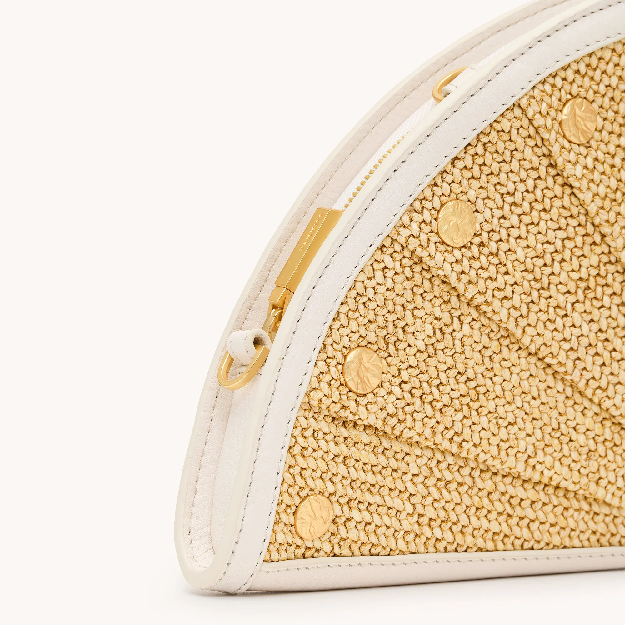 Shelley Clutch | Calla Lily White Raffia/Brushed Gold Hammered - Image 7