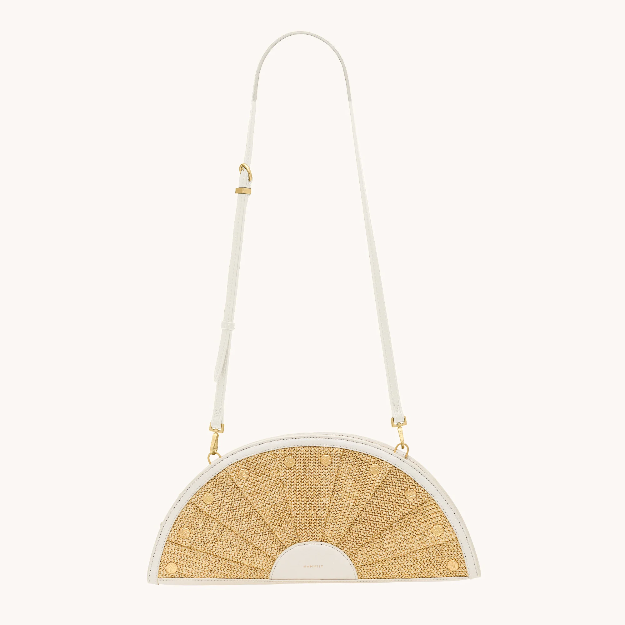 Shelley Clutch | Calla Lily White Raffia/Brushed Gold Hammered - Image 8