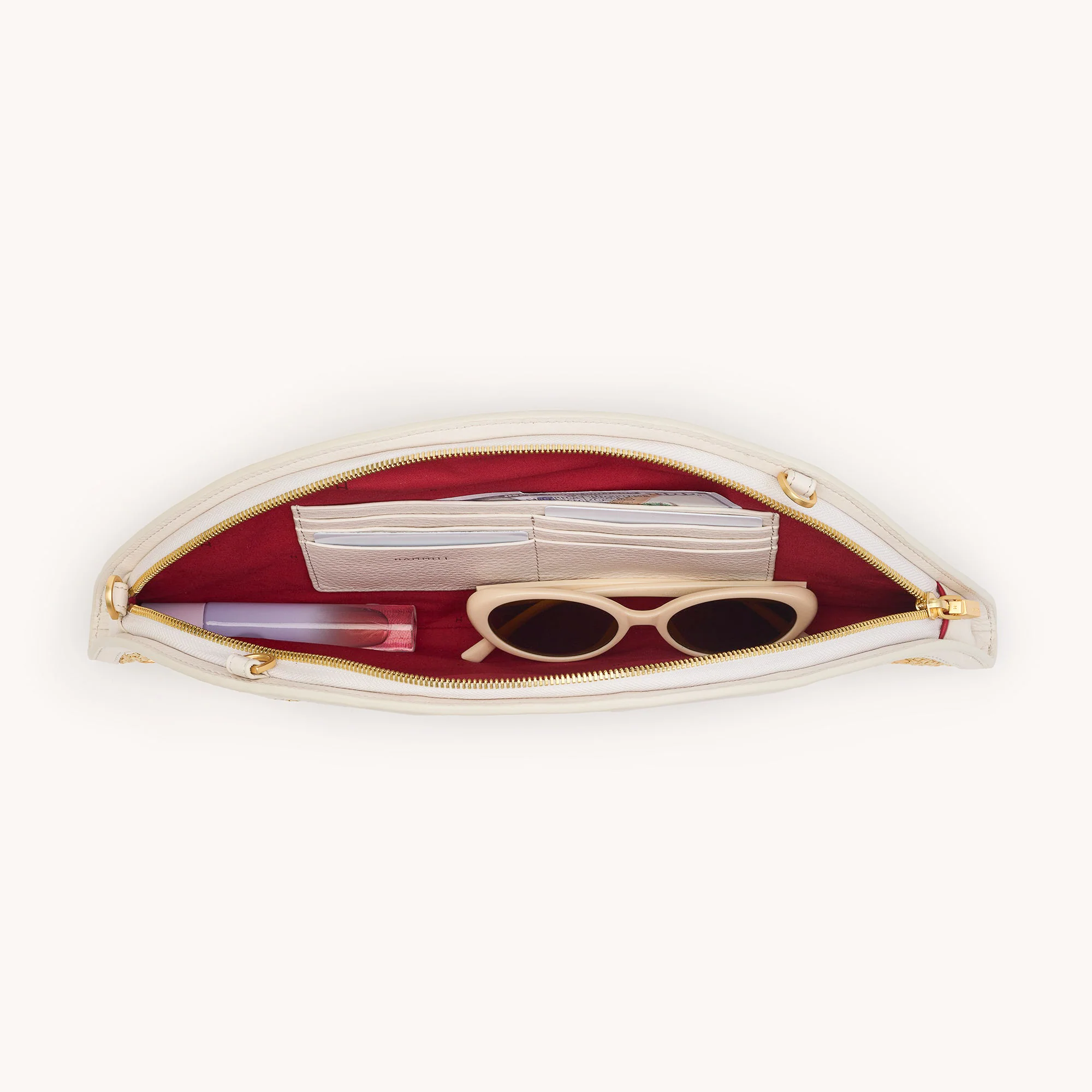 Shelley Clutch | Calla Lily White Raffia/Brushed Gold Hammered - Image 9