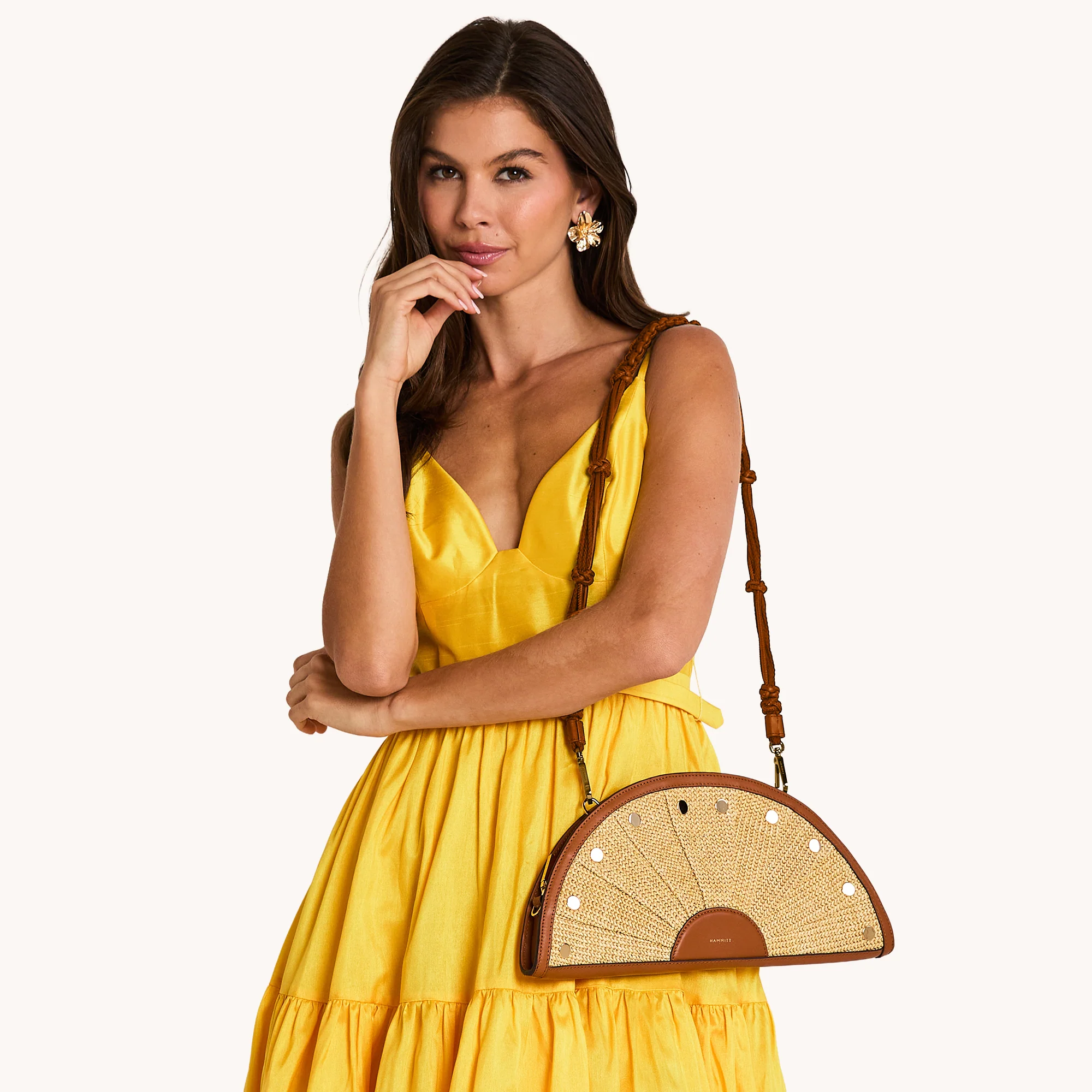 Shelley Clutch | Cocoa Raffia/Gold - Image 12