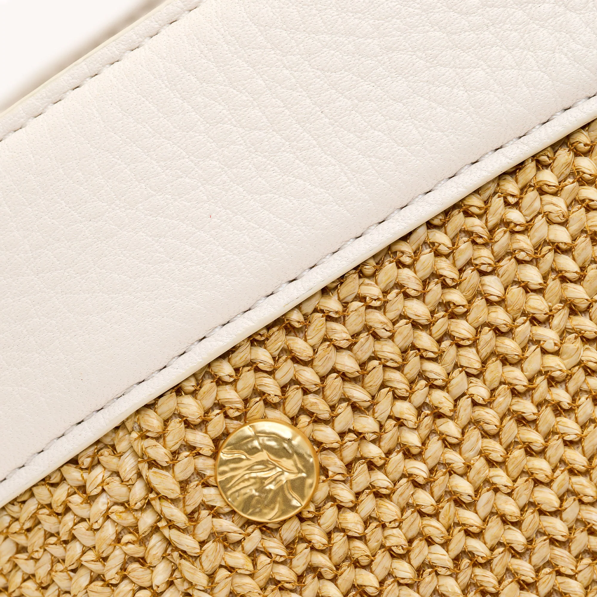 Shelley Tote | Calla Lily White Raffia/Brushed Gold Hammered - Image 10