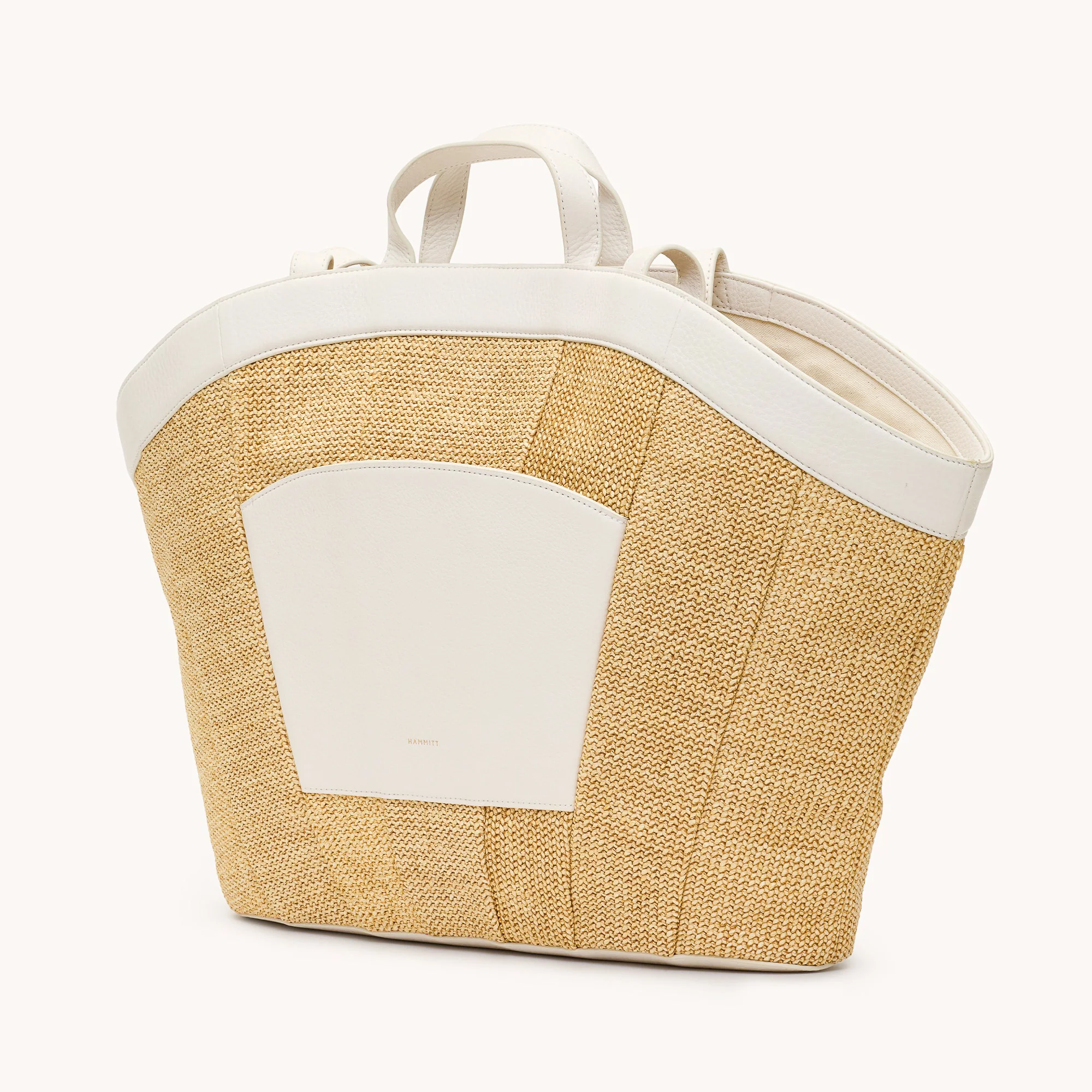 Shelley Tote | Calla Lily White Raffia/Brushed Gold Hammered - Image 6