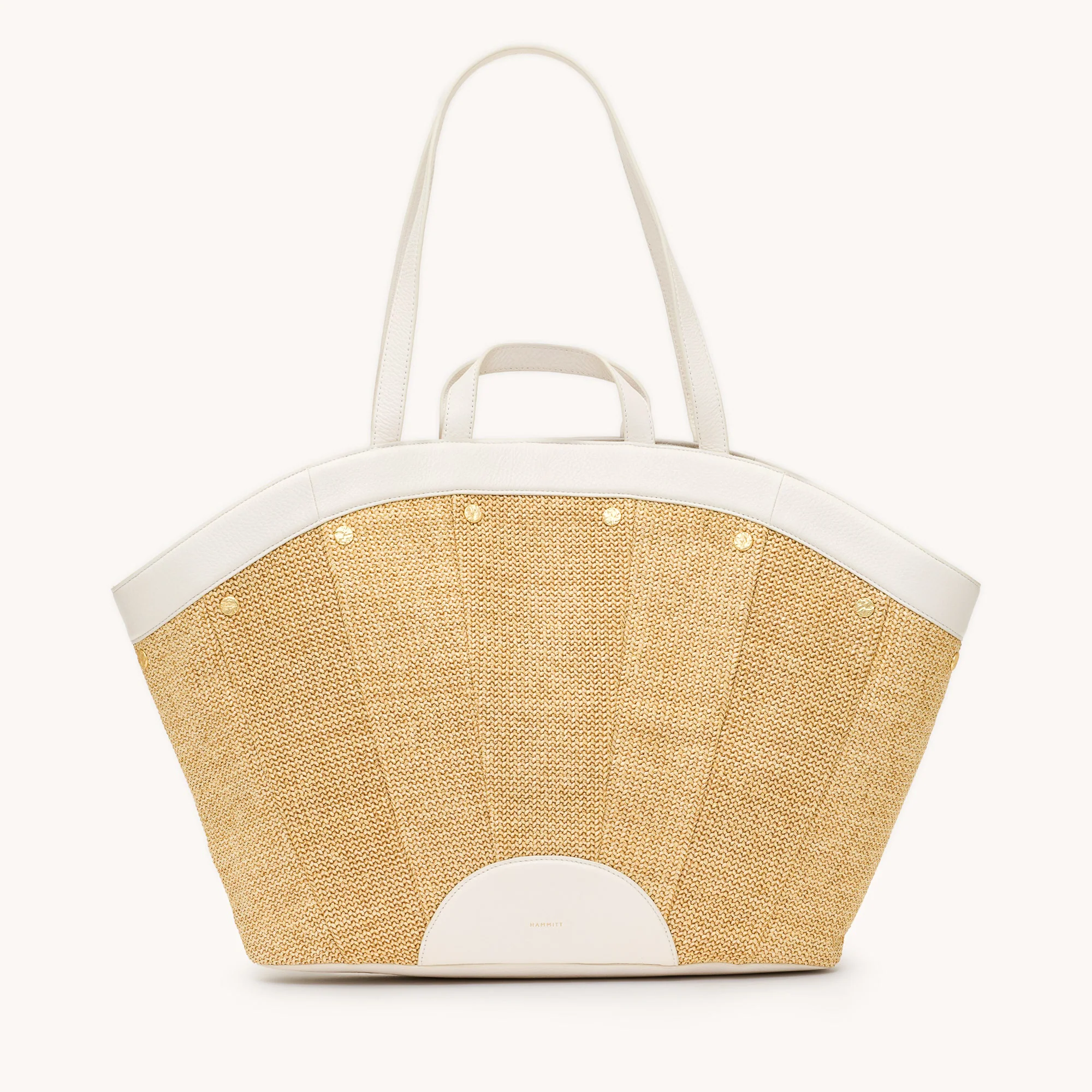 Shelley Tote | Calla Lily White Raffia/Brushed Gold Hammered - Image 7