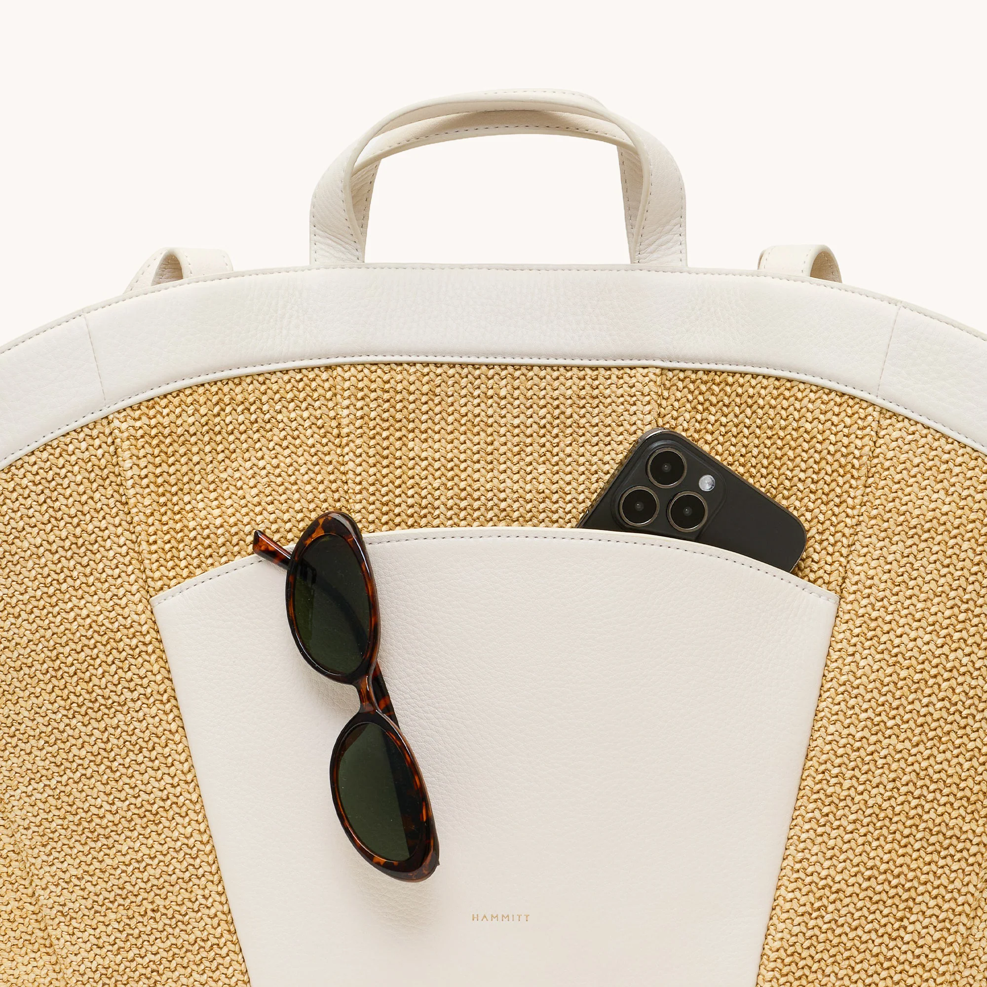 Shelley Tote | Calla Lily White Raffia/Brushed Gold Hammered - Image 8