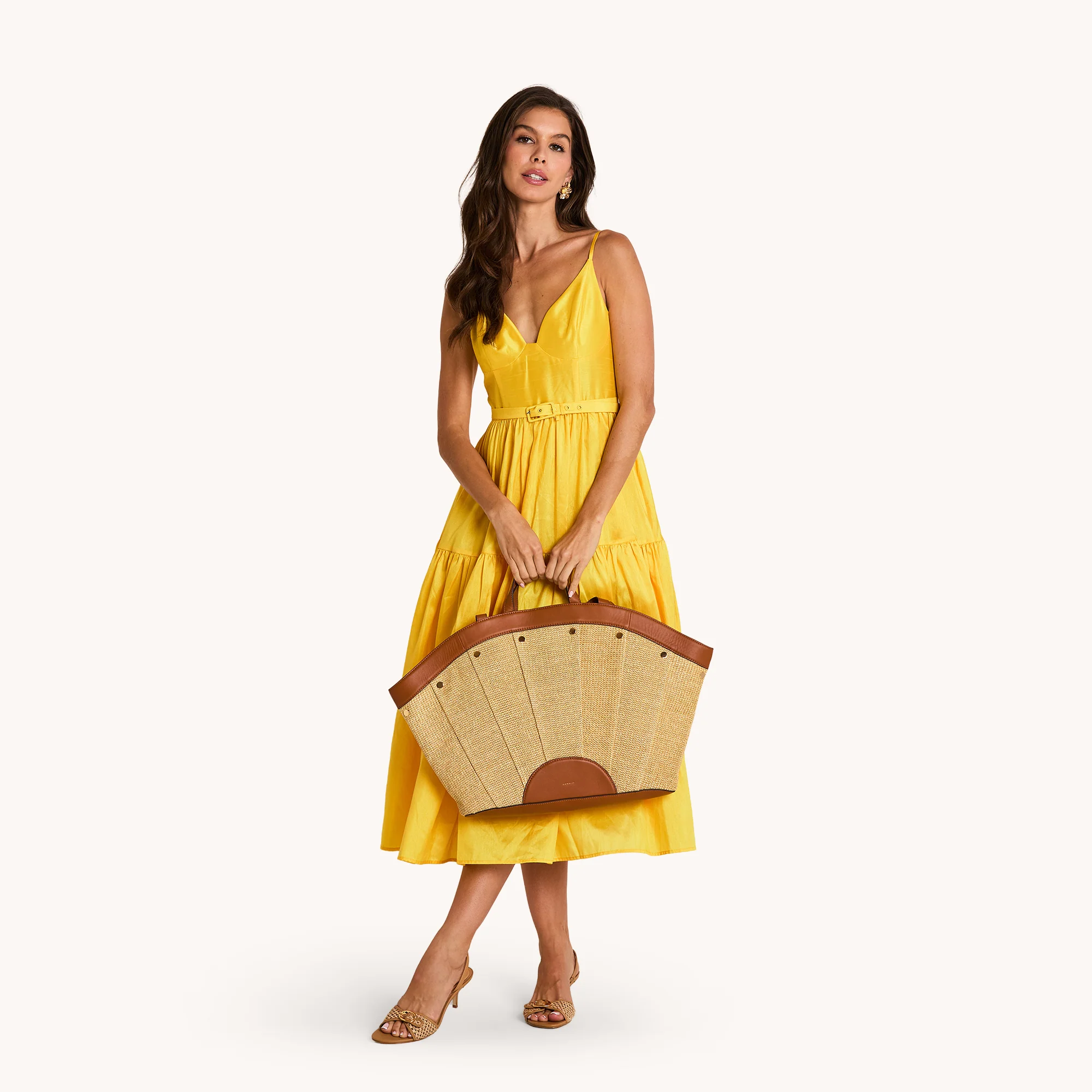 Shelley Tote | Cocoa Raffia/Gold - Image 4