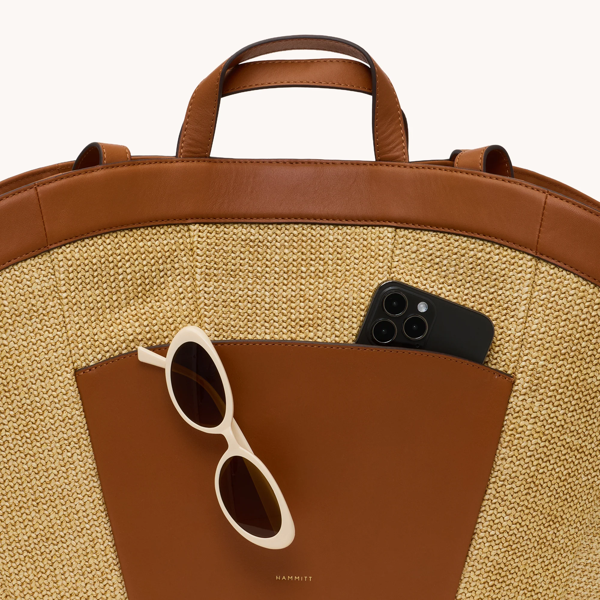 Shelley Tote | Cocoa Raffia/Gold - Image 8