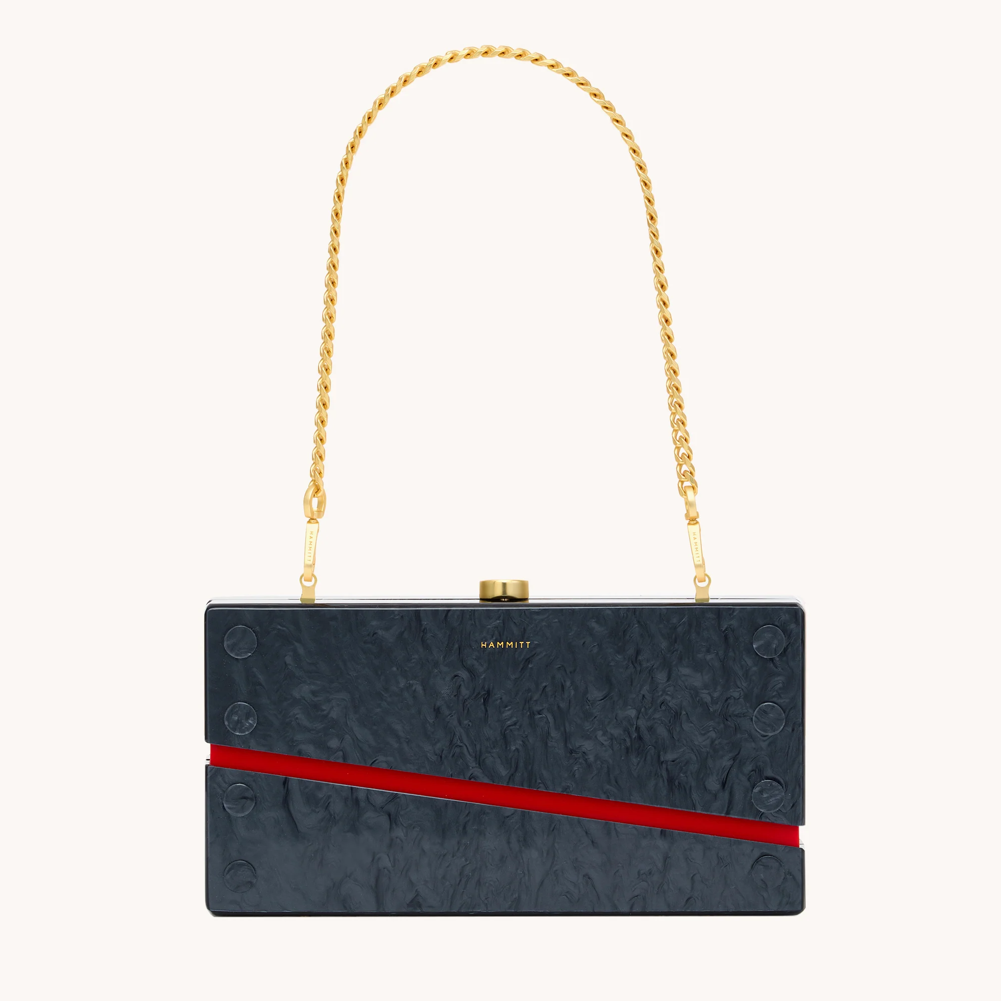 Soiree Clutch | Carrara Black/Brushed Gold | Med