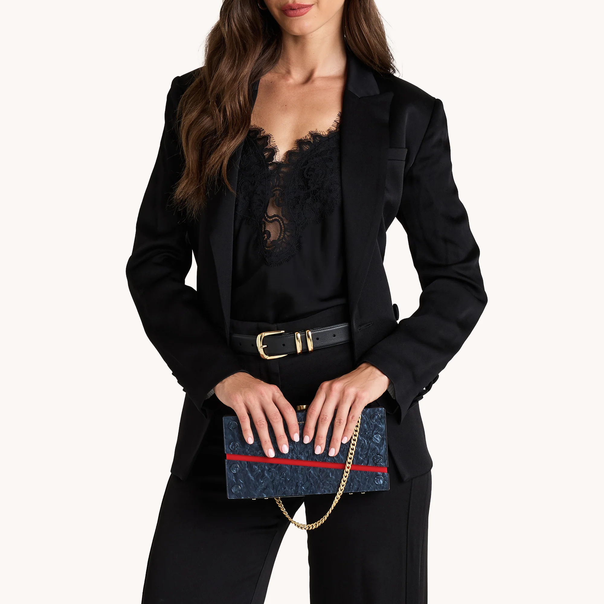 Soiree Clutch | Carrara Black/Brushed Gold | Med - Image 6