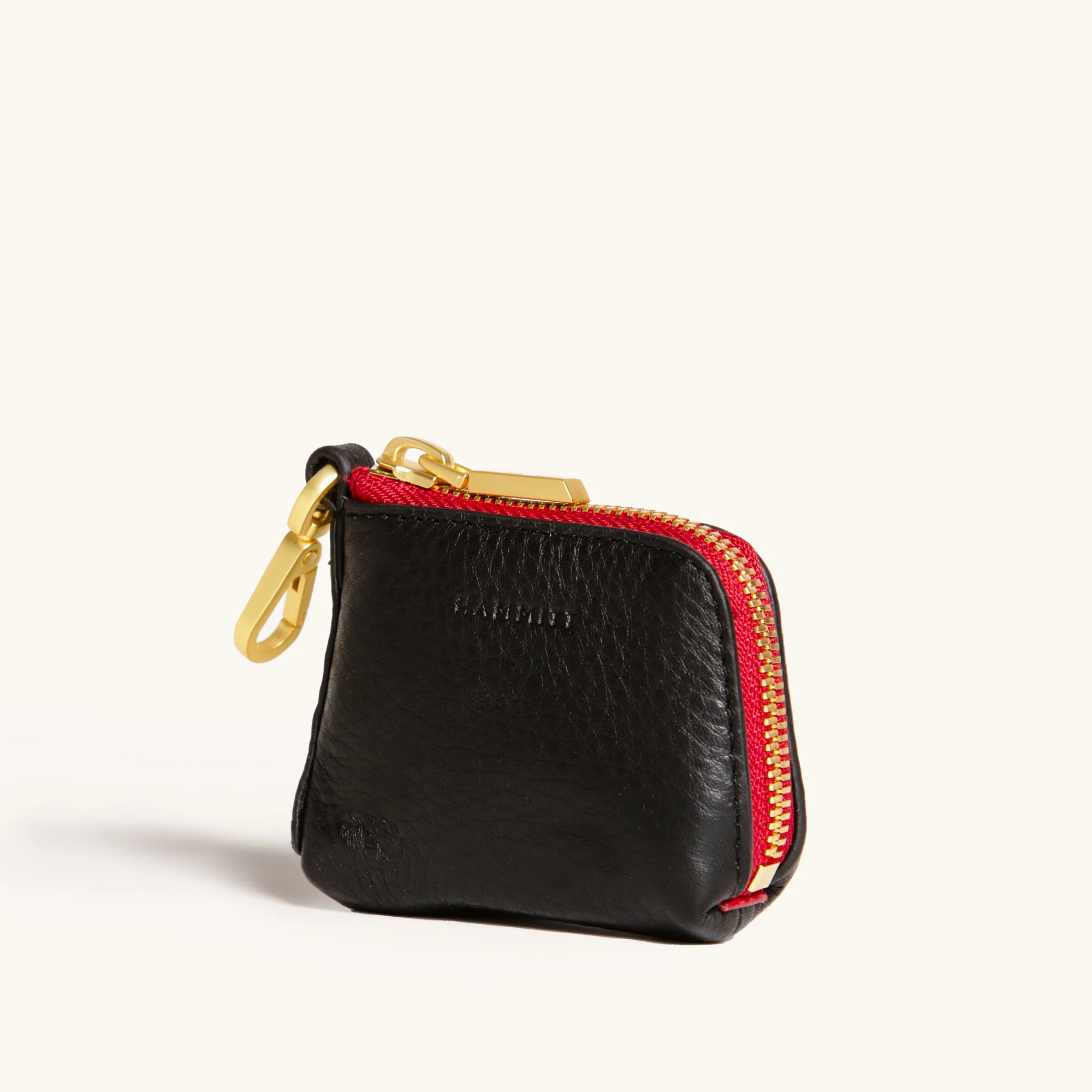Syd Pouch | Black/Brushed Gold Red Zip - Image 3