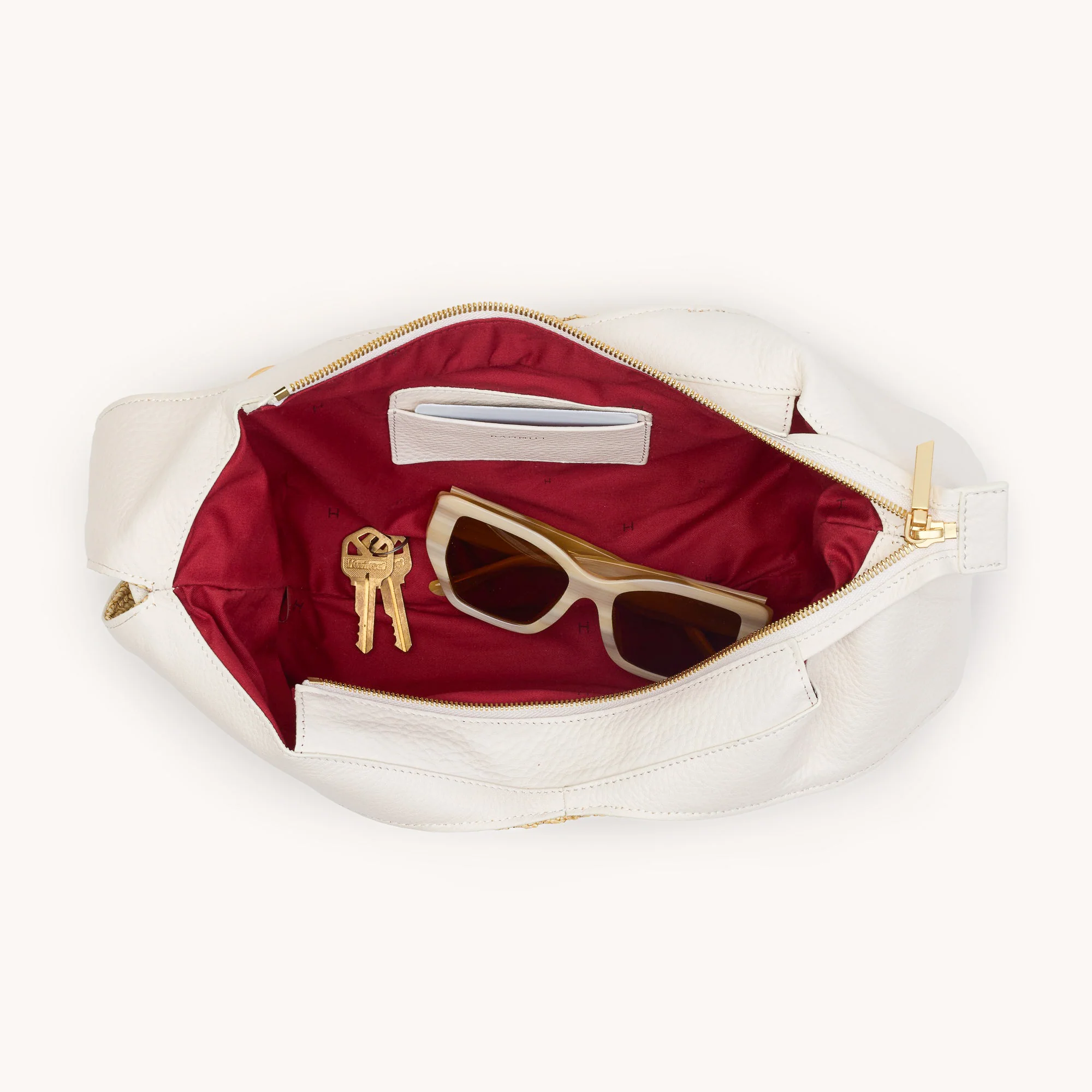Tom Zip | Calla Lily White Raffia/Brushed Gold Hammered | Med - Image 9