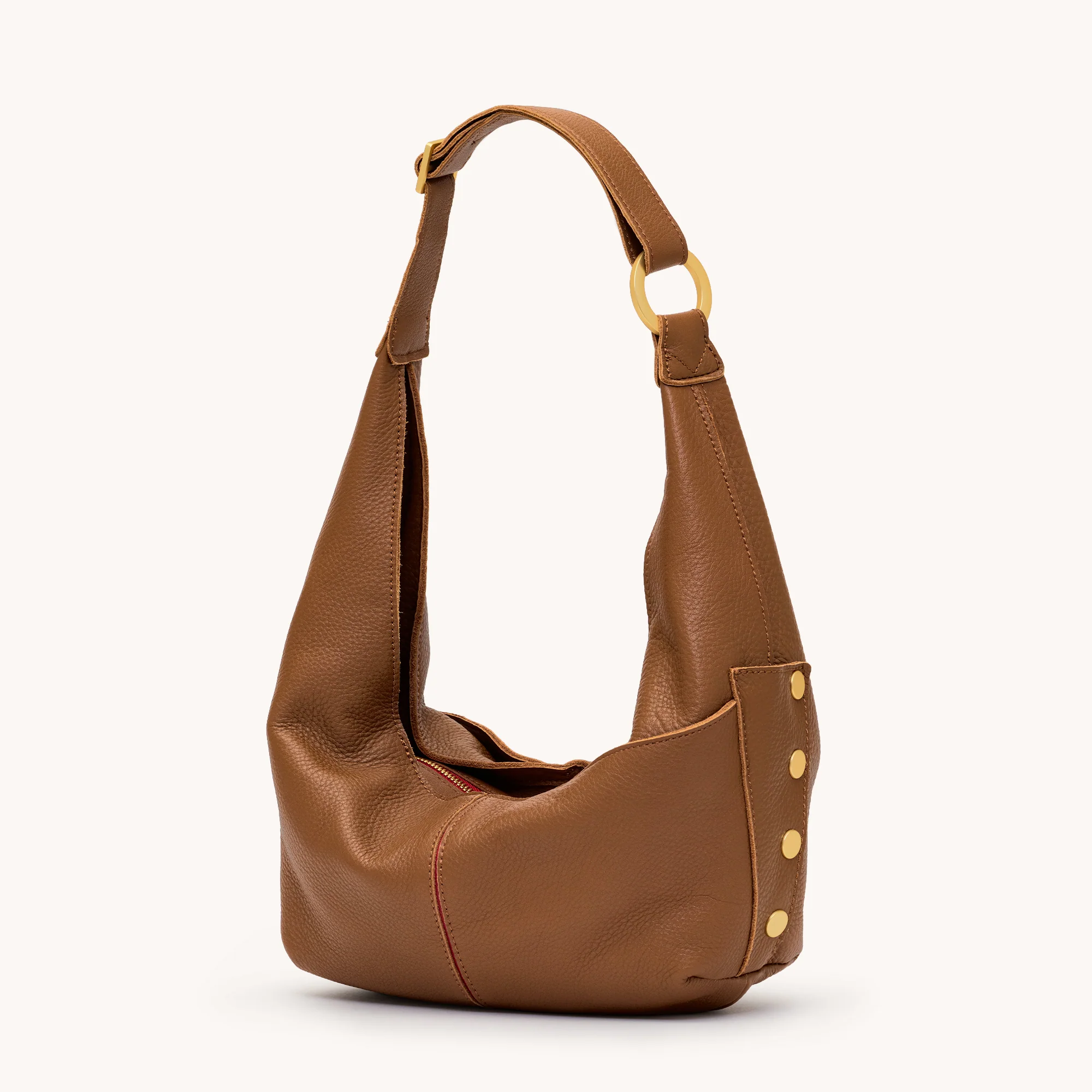 Tom Zip | Mahogany Pebble/Brushed Gold Red Zip | Med - Image 5