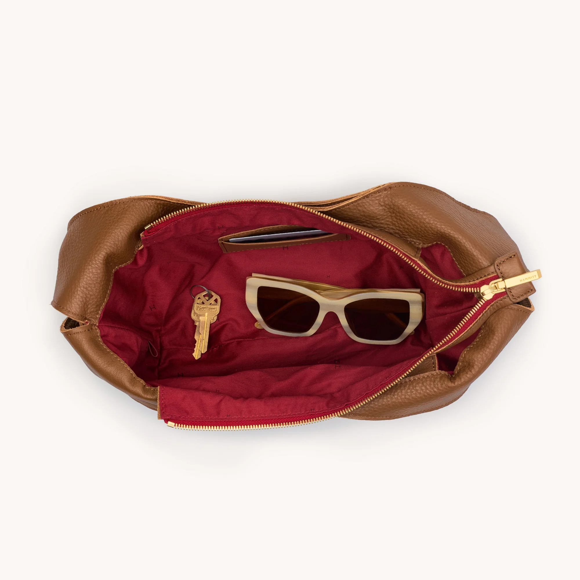 Tom Zip | Mahogany Pebble/Brushed Gold Red Zip | Med - Image 8
