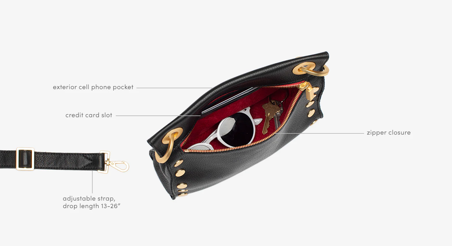 Tony | Black/Brushed Gold Red Zip | Med - Image 9