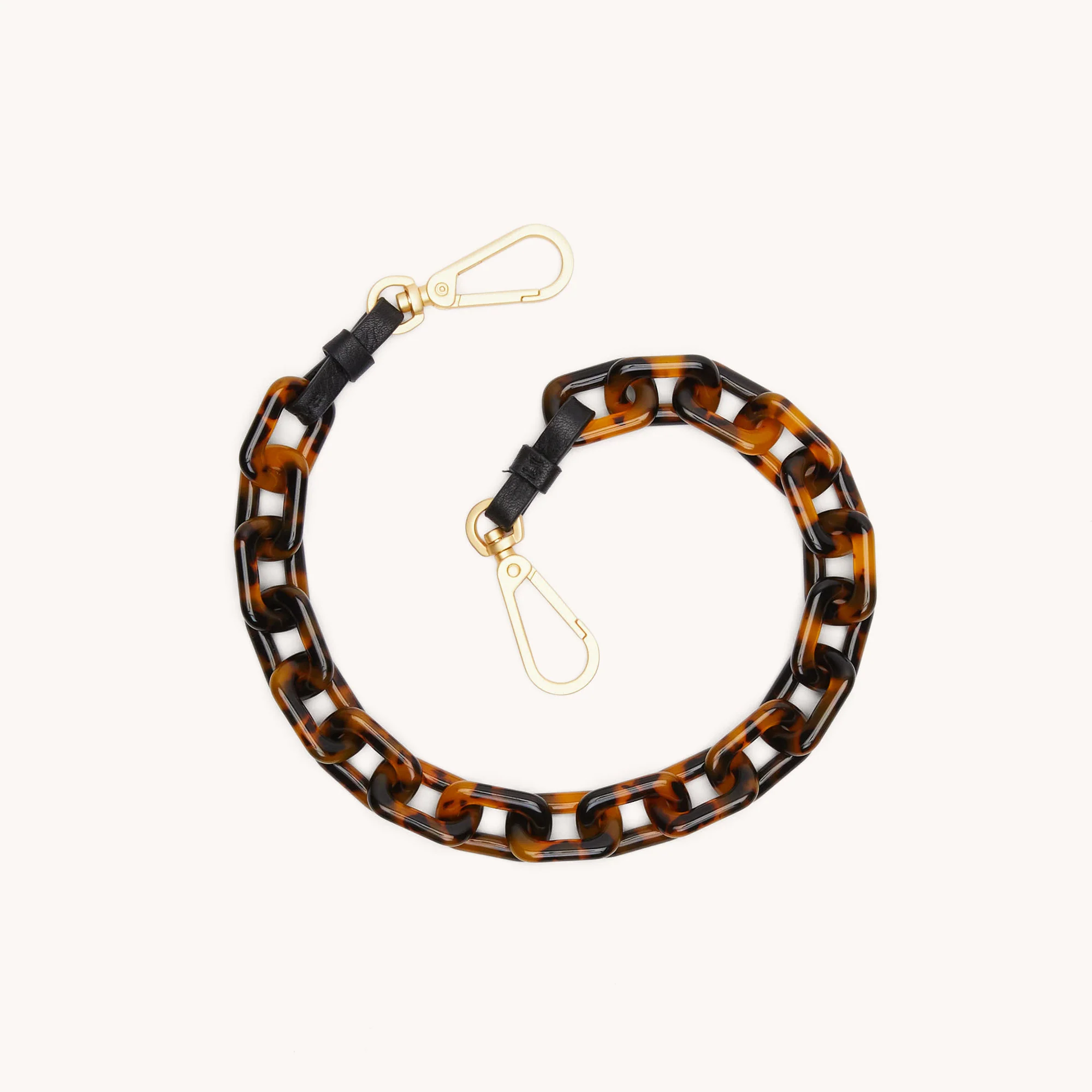 Tortoise Shell Shoulder Strap | Black/Brushed Gold - Image 4