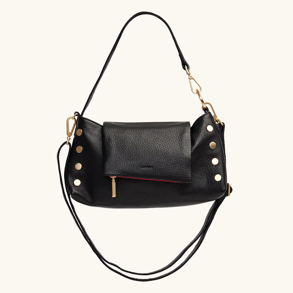 VIP Satchel | Black/Brushed Gold Red Zip - Image 3