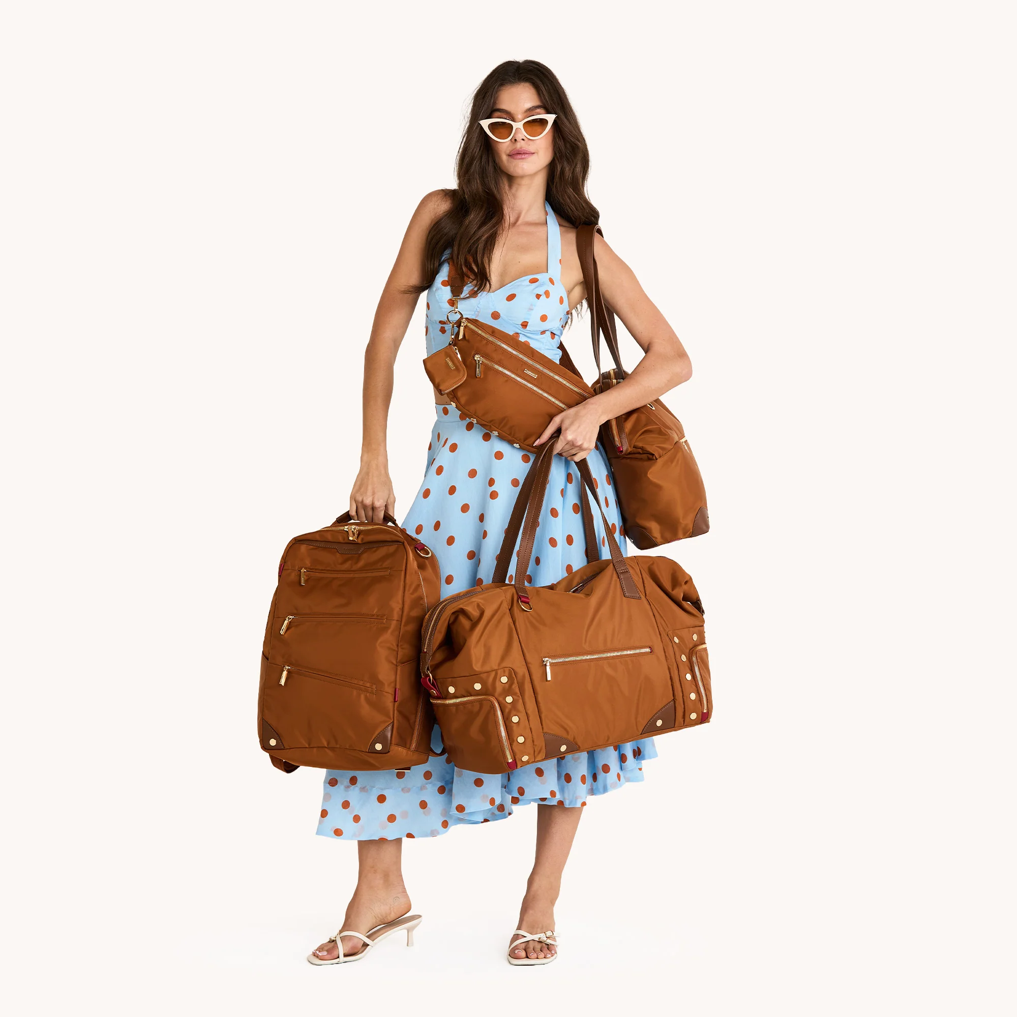 Zoe Tote | Amber Nylon/Gold - Image 6