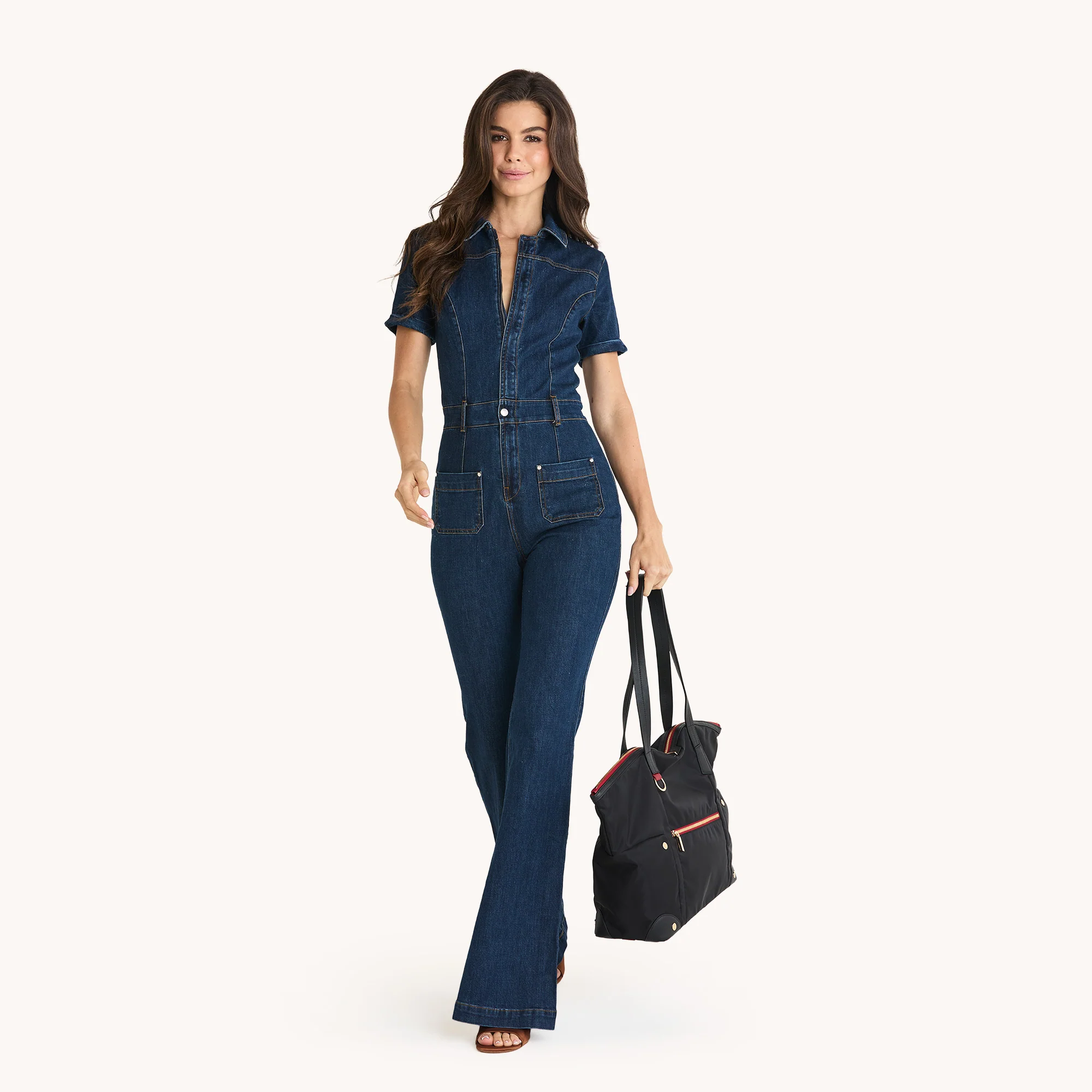 Zoe Tote | Black Nylon/Gold Red Zip - Image 3