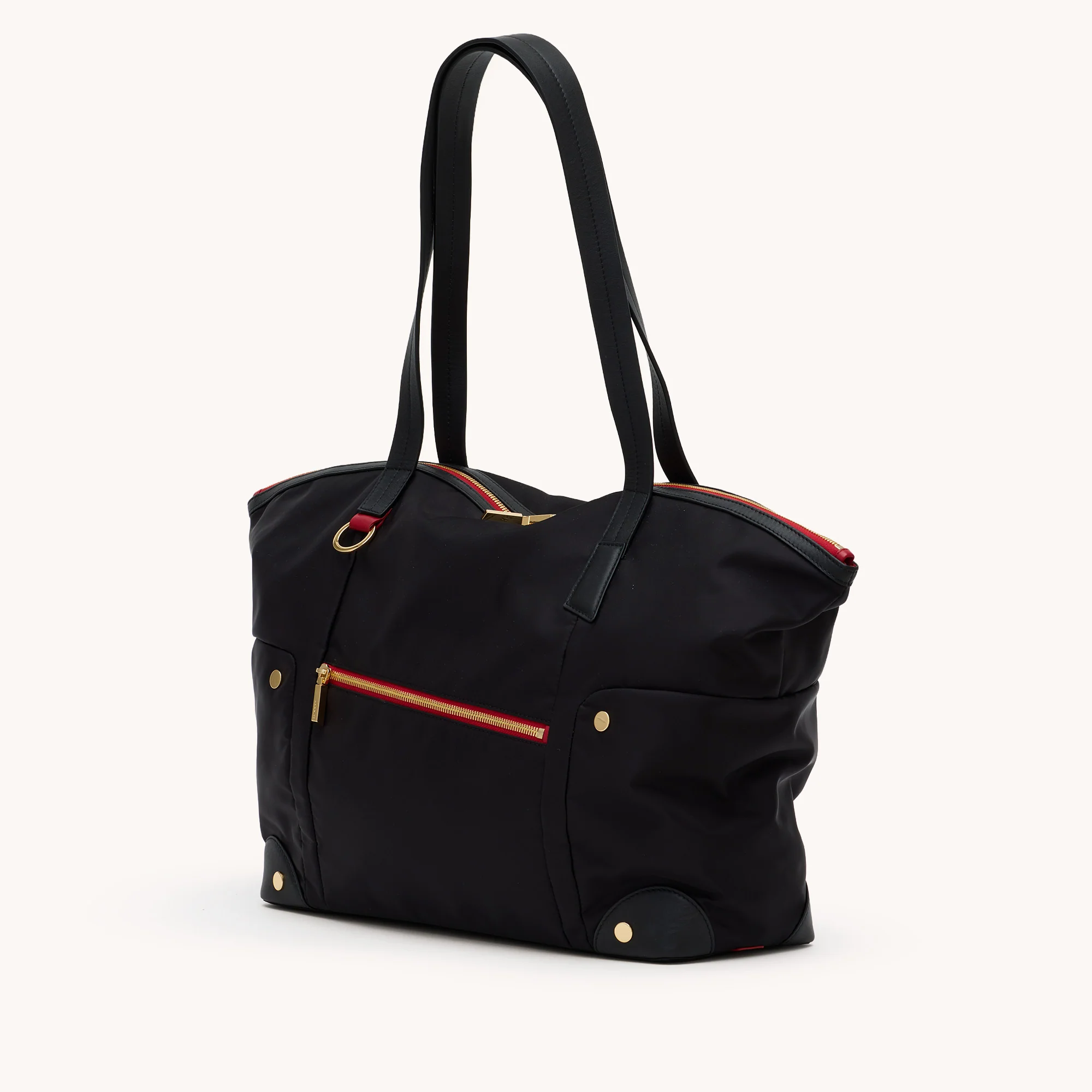 Zoe Tote | Black Nylon/Gold Red Zip - Image 6