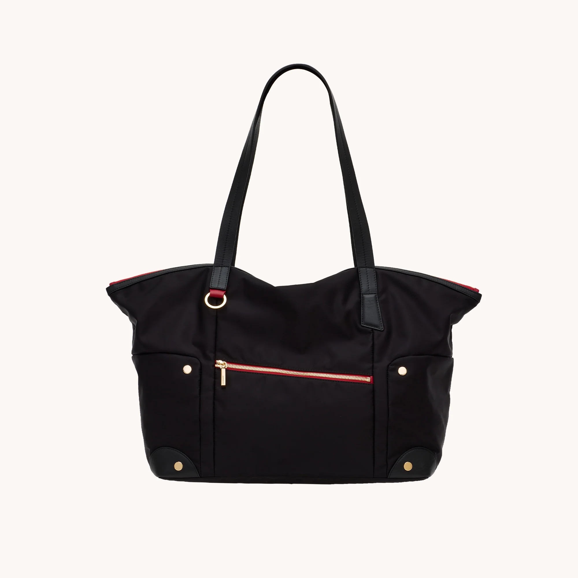 Zoe Tote | Black Nylon/Gold Red Zip - Image 8
