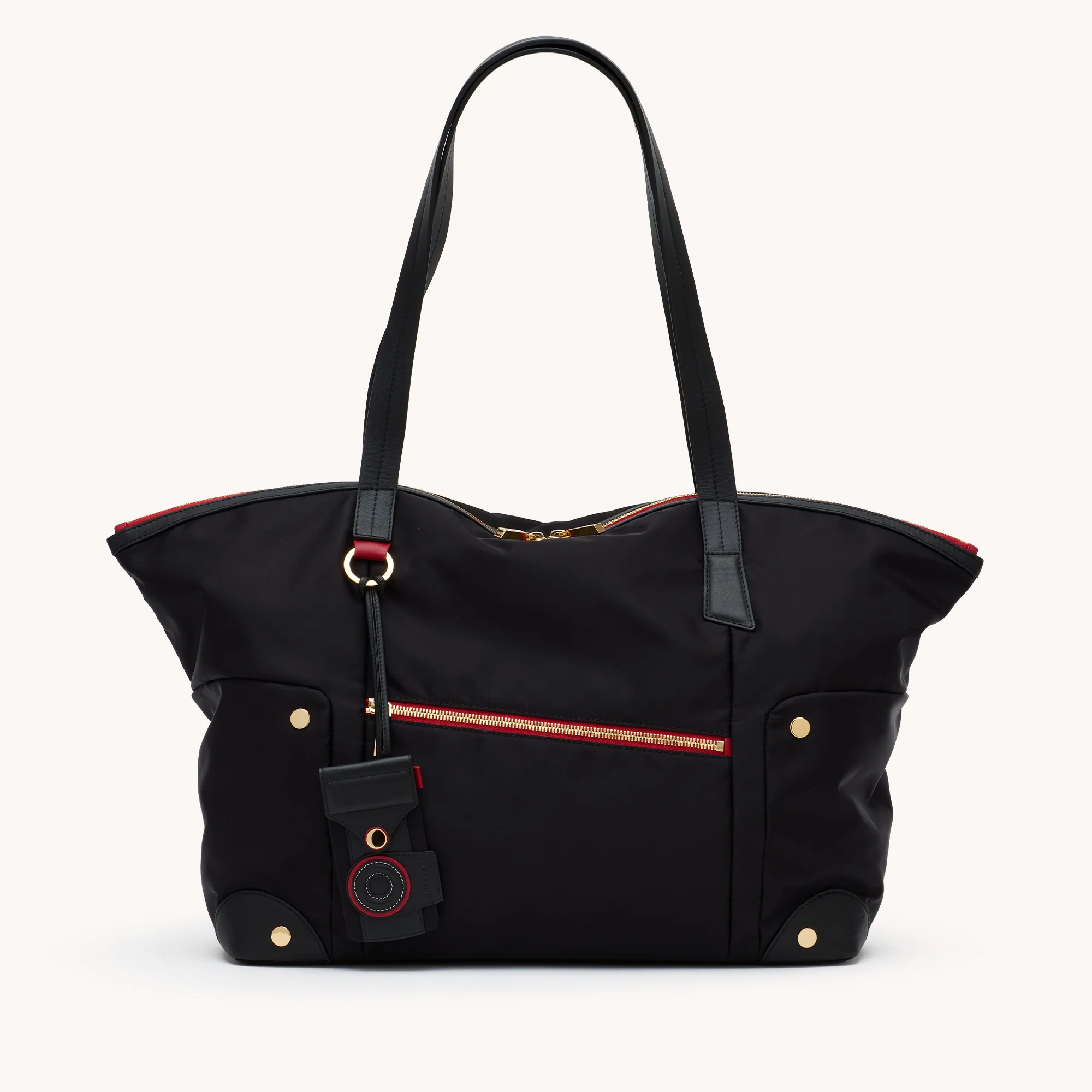 Zoe Tote | Black Nylon/Gold Red Zip - Image 9